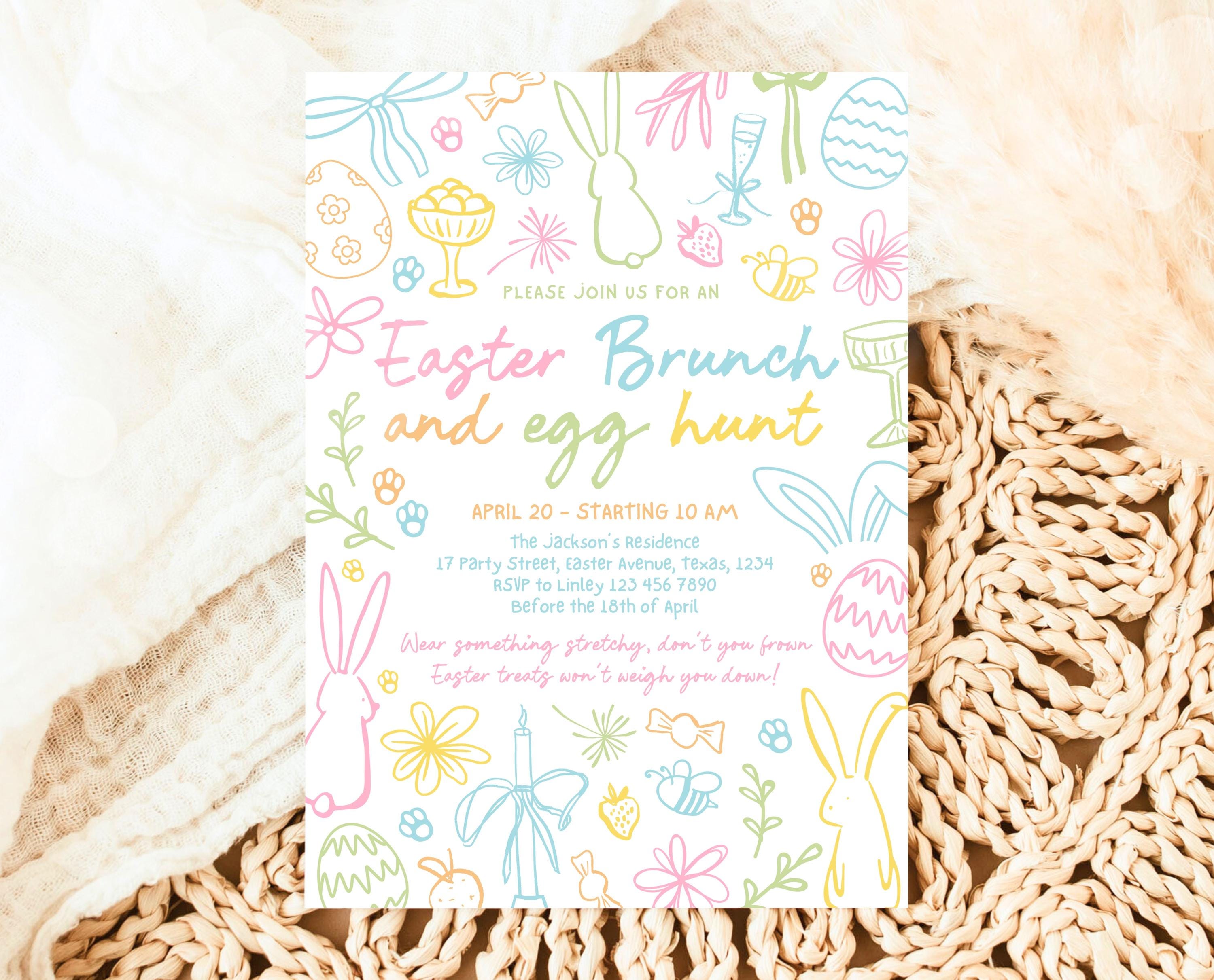 Whimsical Spring Invitations Editable Whimsical Easter Invitation, Printable Easter Party Invitation ...