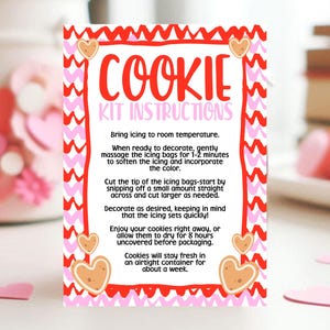 Bearbeitbares Valentine Cookie Kit Anleitungskarte, dekorieren Sie Ihren eigenen Valentine Cookie, Cookie Decorating Kit DIY, printable, Instant Download