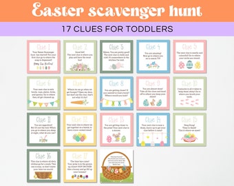 Cartes de chasse de Pâques modifiables pour les enfants, indices de chasse au trésor de Pâques, cartes de chasse de Pâques imprimables pour les enfants
