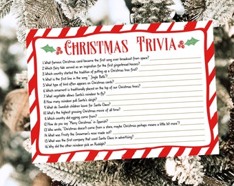 Christmas Trivia Game, Christmas Party Games, Festive Season Celebration Games, Printable Trivia Template