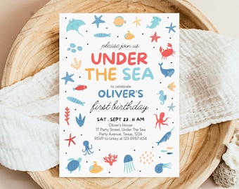 Editable Under The Sea Birthday Invitation Ocean Animals Party Printable Download Fun Kids Theme