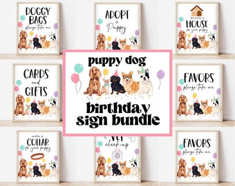 Editable Dog Birthday Sign Bundle, Puppy Birthday Custom Signs, Printable Puppy Sign Pack, Fully Editable Dog Birthday Signs