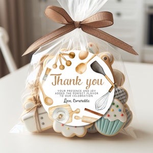 Editable Baking Birthday Favor Tag, Kids Cooking Party Decorations , Baking Party Printable Thank you tag