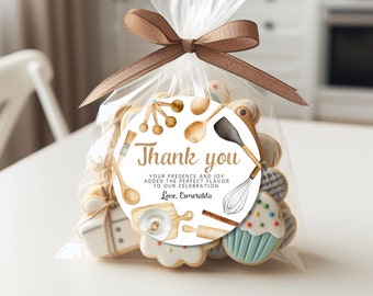 Editable Baking Birthday Favor Tag, Kids Cooking Party Decorations , Baking Party Printable Thank you tag