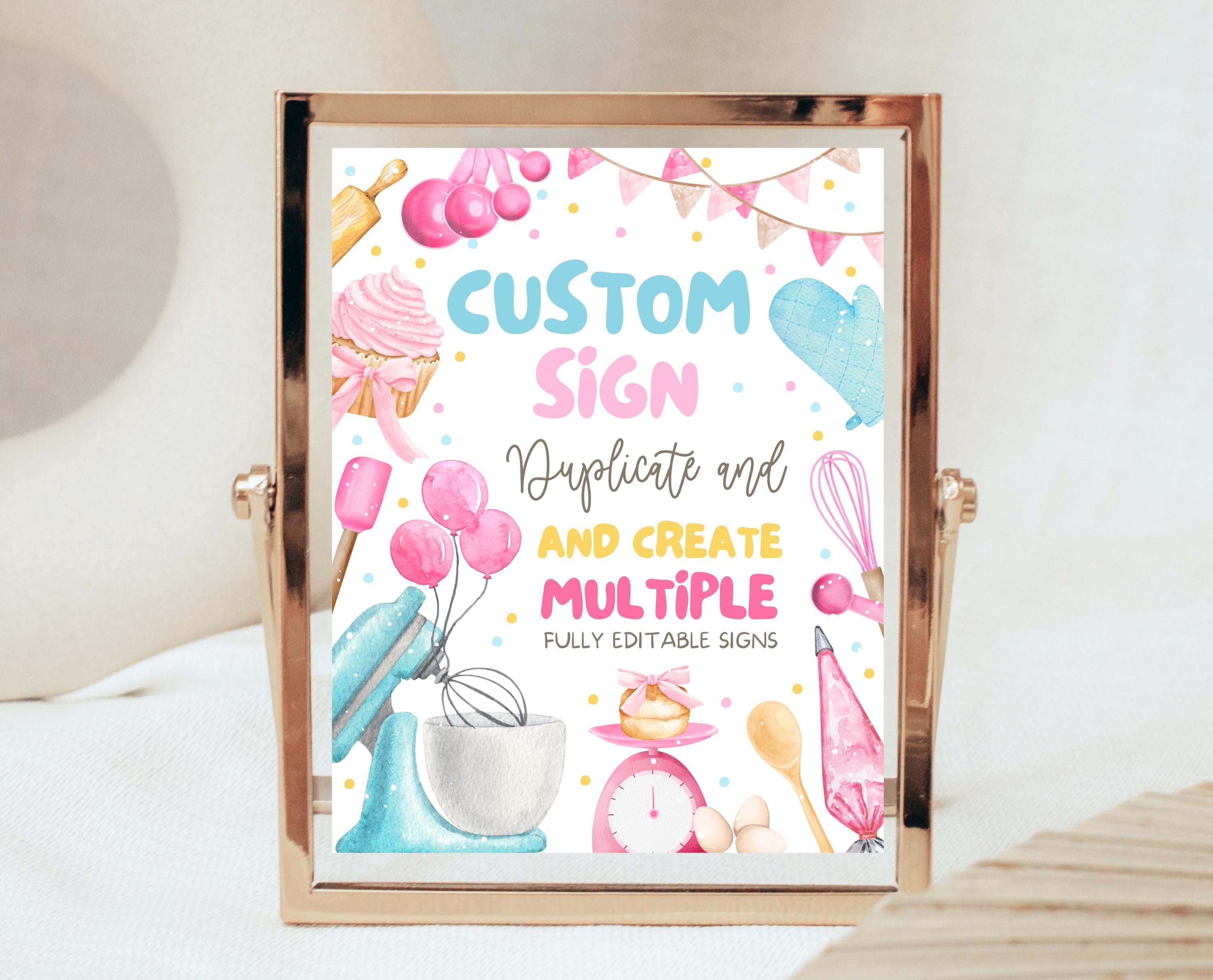 Editable Custom Birthday Party Sign Fully Editable Kids Cooking Party ...