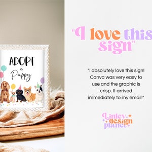 Editable Adopt A Puppy Birthday Printable Sign, Adopt A Puppy Birthday ...