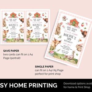 Editable Girl Farm Animal Birthday Invitation FREE Guest List Printable Barnyard Invitation ...