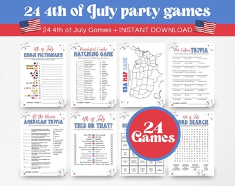Printable 4th of July Games, July 4th Games, Independence Day Games, Patriotic Games, 4th of July Party Activities, Fourth of July Games