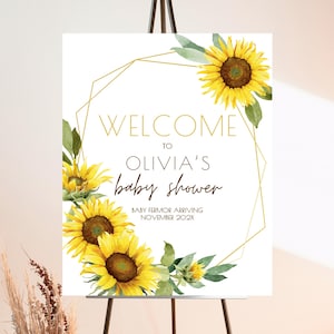 Editable Sunflower Baby Shower Welcome Sign (Digital Download)