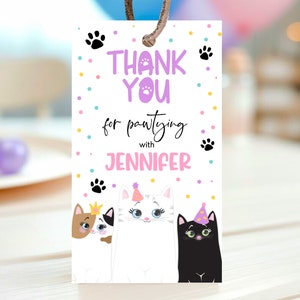 Cat Birthday Favor Tag Editable, Cat Birthday Decor, Favor Tag, Cat Party Thank you Tag, Kitten Birthday Decor, Kitten Birthday Tags, KGBP01