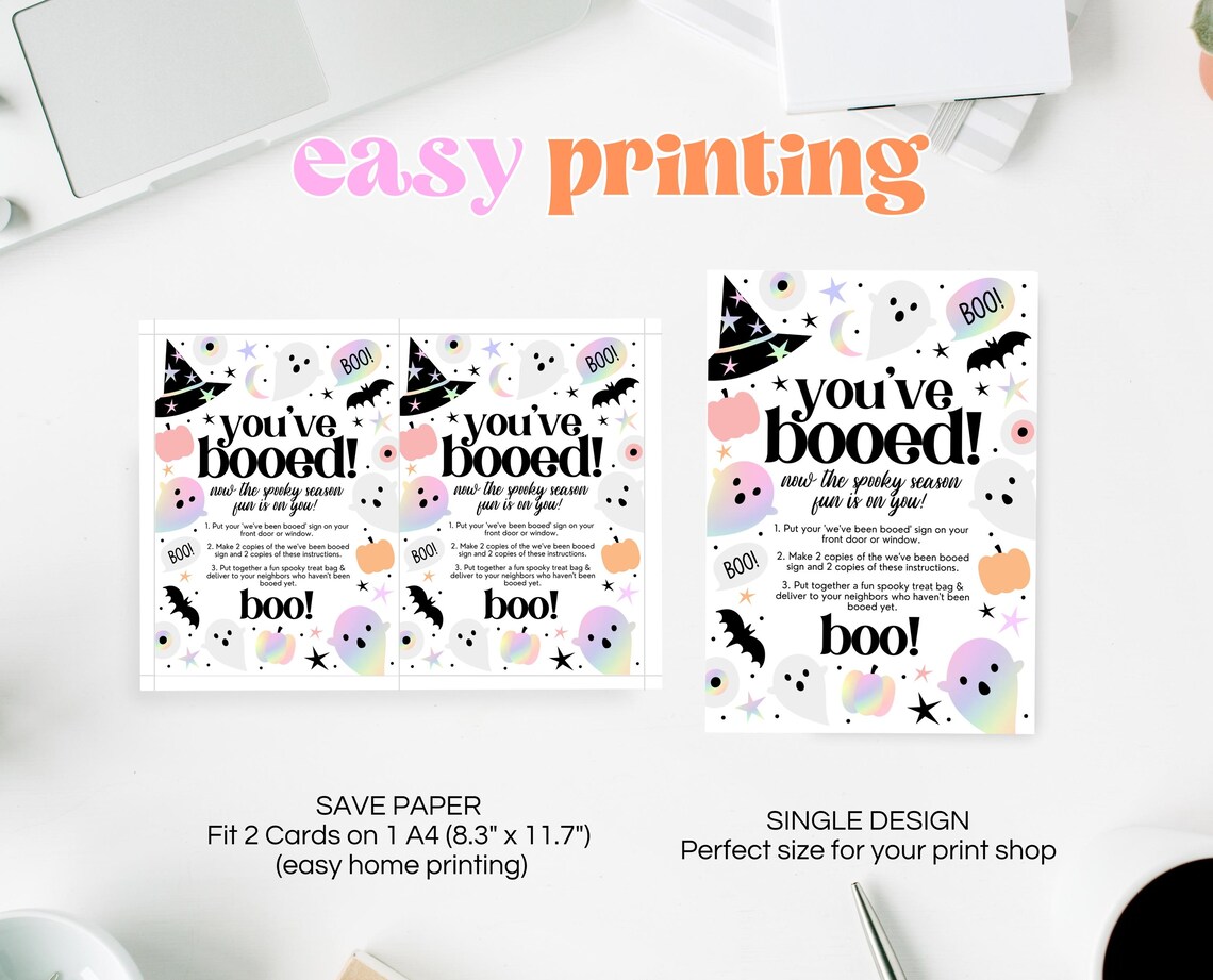 Editable You've Been Booed! Card, Halloween Printable for Friend, You ...