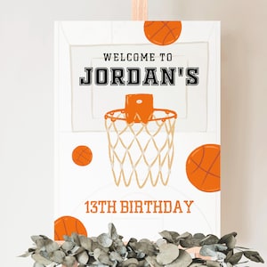 Editable Basketball Birthday Welcome Sign, Basketball Birthday Sign, Basketball Birthday Party Sign Printable Template