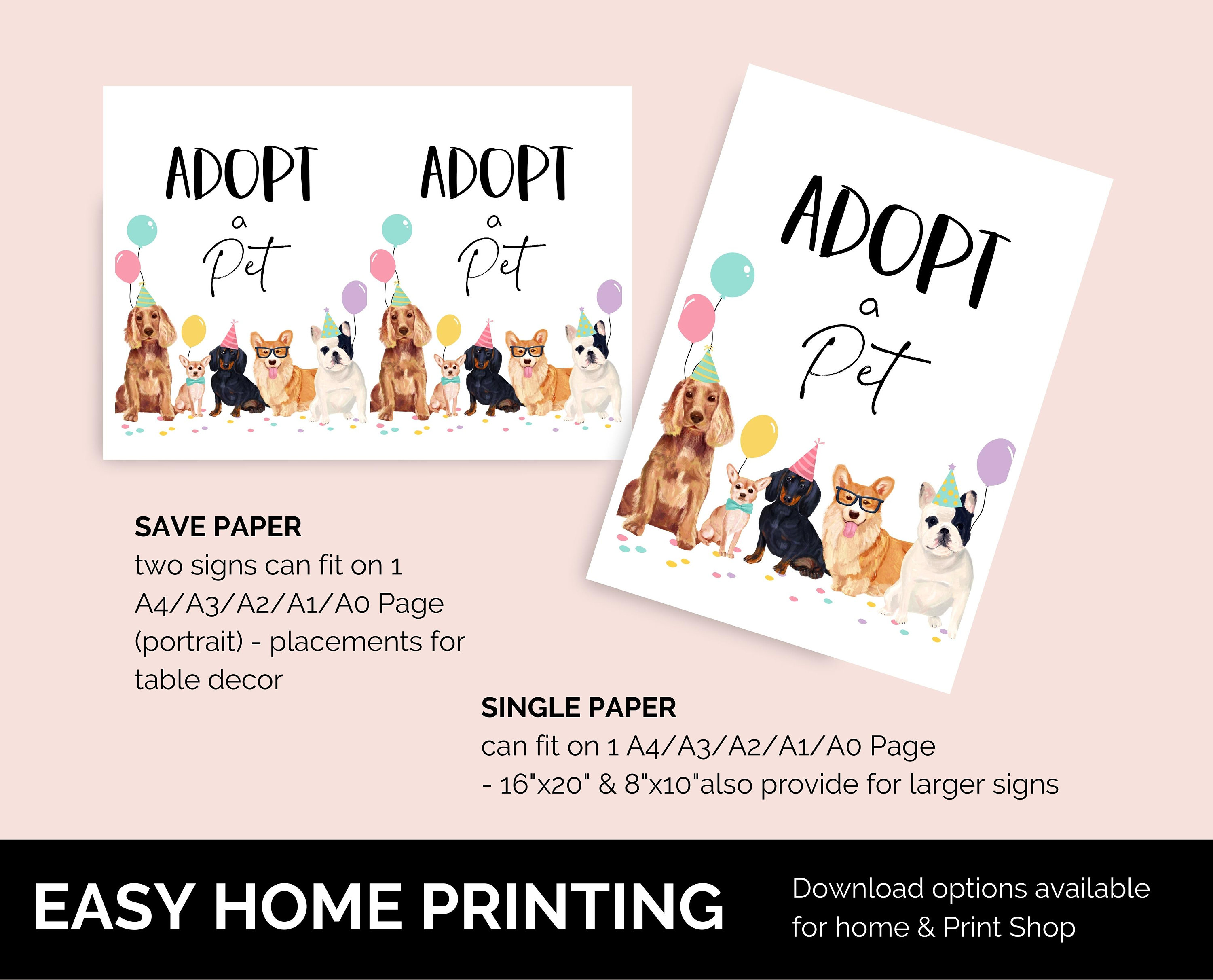 Editable Adopt A Puppy and Kitten Birthday Printable Sign - Etsy