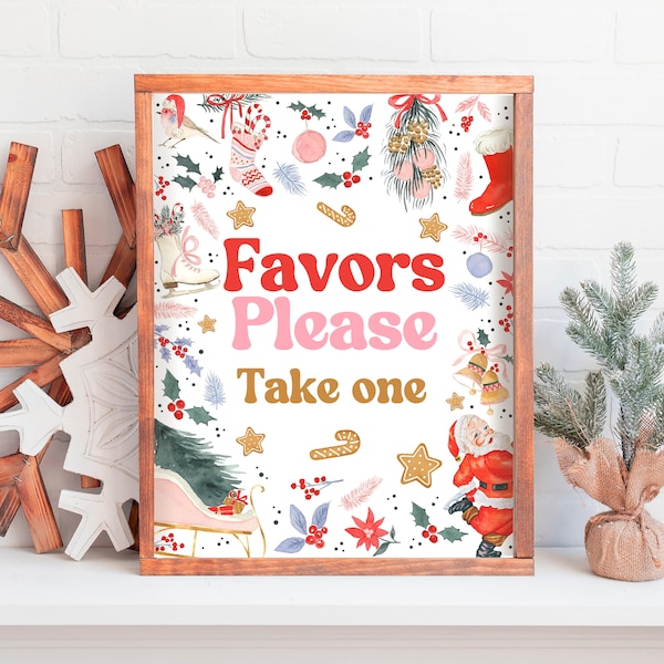 Christmas Favors Sign Template, Christmas Party Decorations, Printable Christmas Favors Table Sign, Christmas Gifts Sign