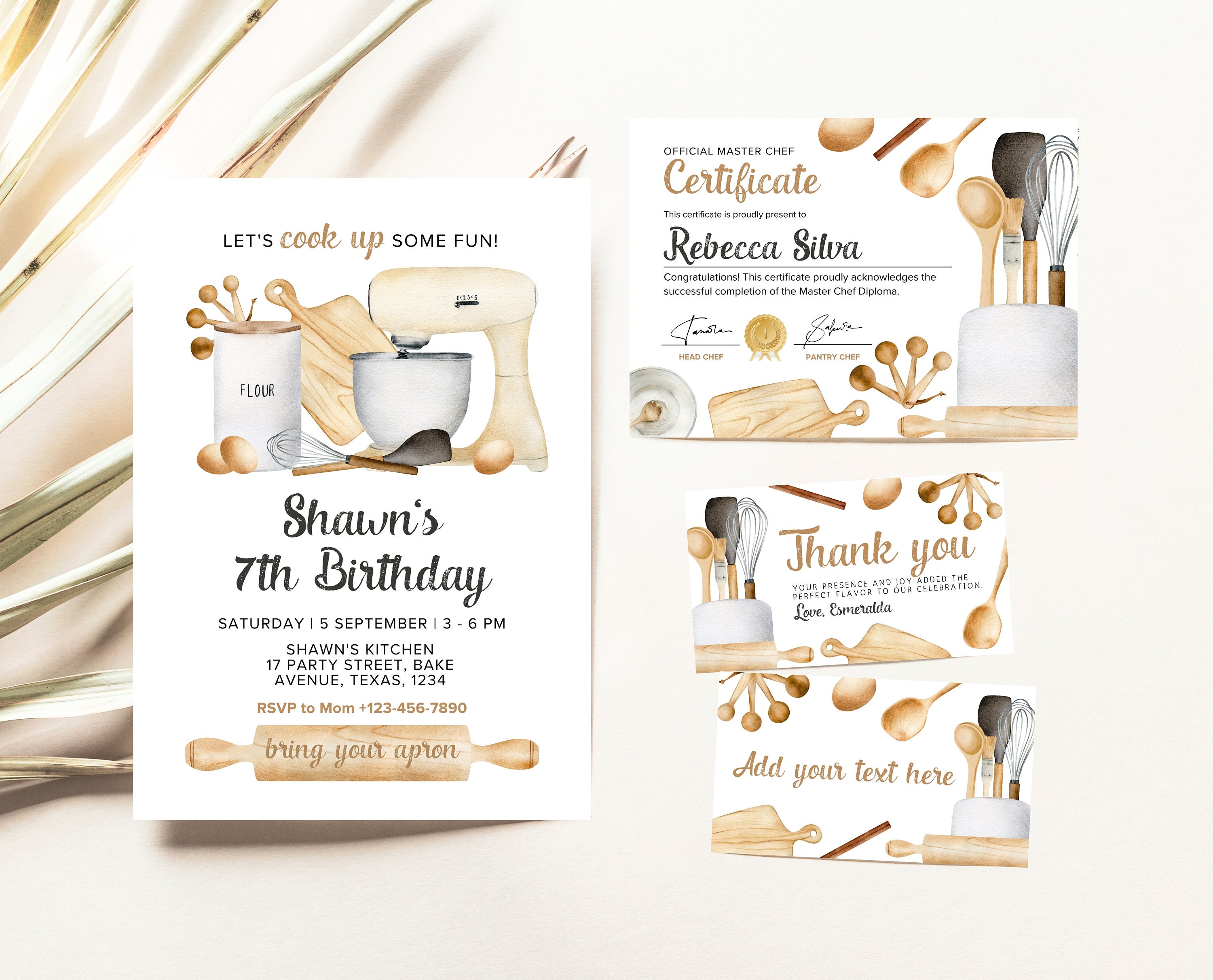 Editable Cooking Birthday Invitation Bundle, Baking Cooking Party, Chef ...