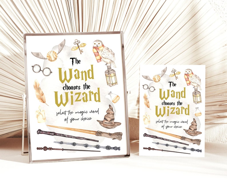 Editable Wizard Birthday Party Sign the Wand Chooses the - Etsy