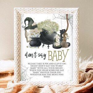 Don&#39;t Say Baby Sign Halloween Baby Shower, Halloween Baby Shower Game Sign, Printable Halloween Sign, A Baby Is Brewing Baby Shower, HBSC05