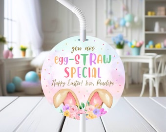 Editable Easter Straw Tag, Easter Tags, You're Egg-Straw Special Easter Card, Egg Card for Kids, Personalised Easter Tag, Easter Party Decor
