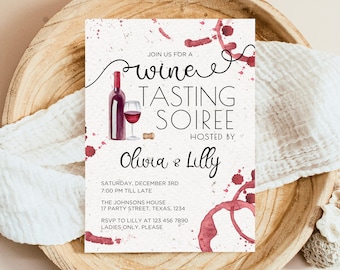 Editable Wine Tasting Birthday Invitation, Wine Tasting Birthday Party, Printable Wine Tasting Invite