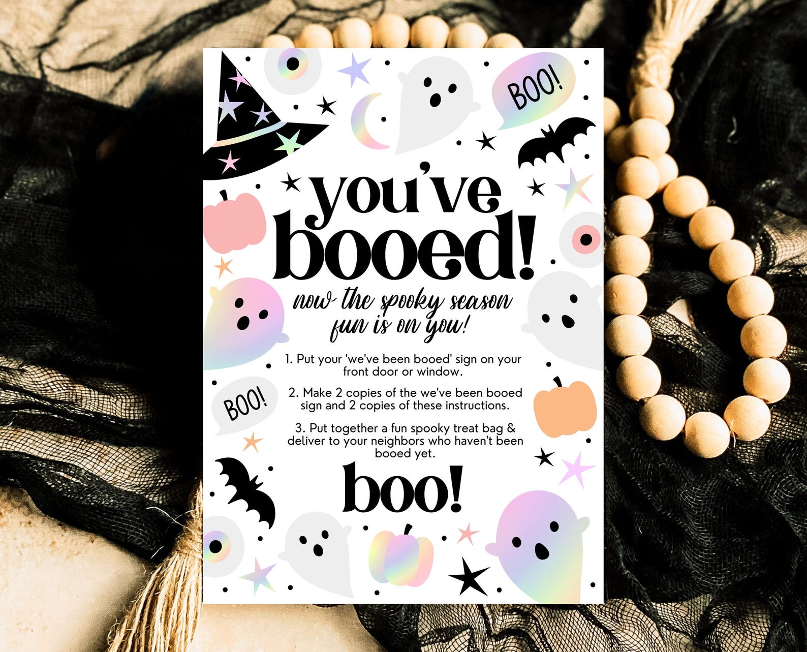 Editable You've Been Booed! Card, Halloween Printable for Friend, You ...