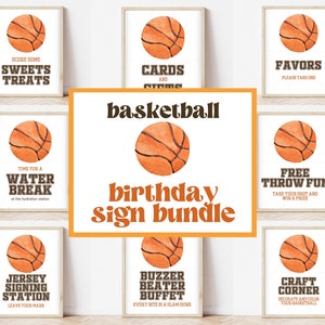 Lot modifiable de plaques d'anniversaire de basket-ball, pack de plaques d'anniversaire de basket-ball, décorations de fête d'anniversaire sport pour garçon, imprimables, modifiables, BBBC01