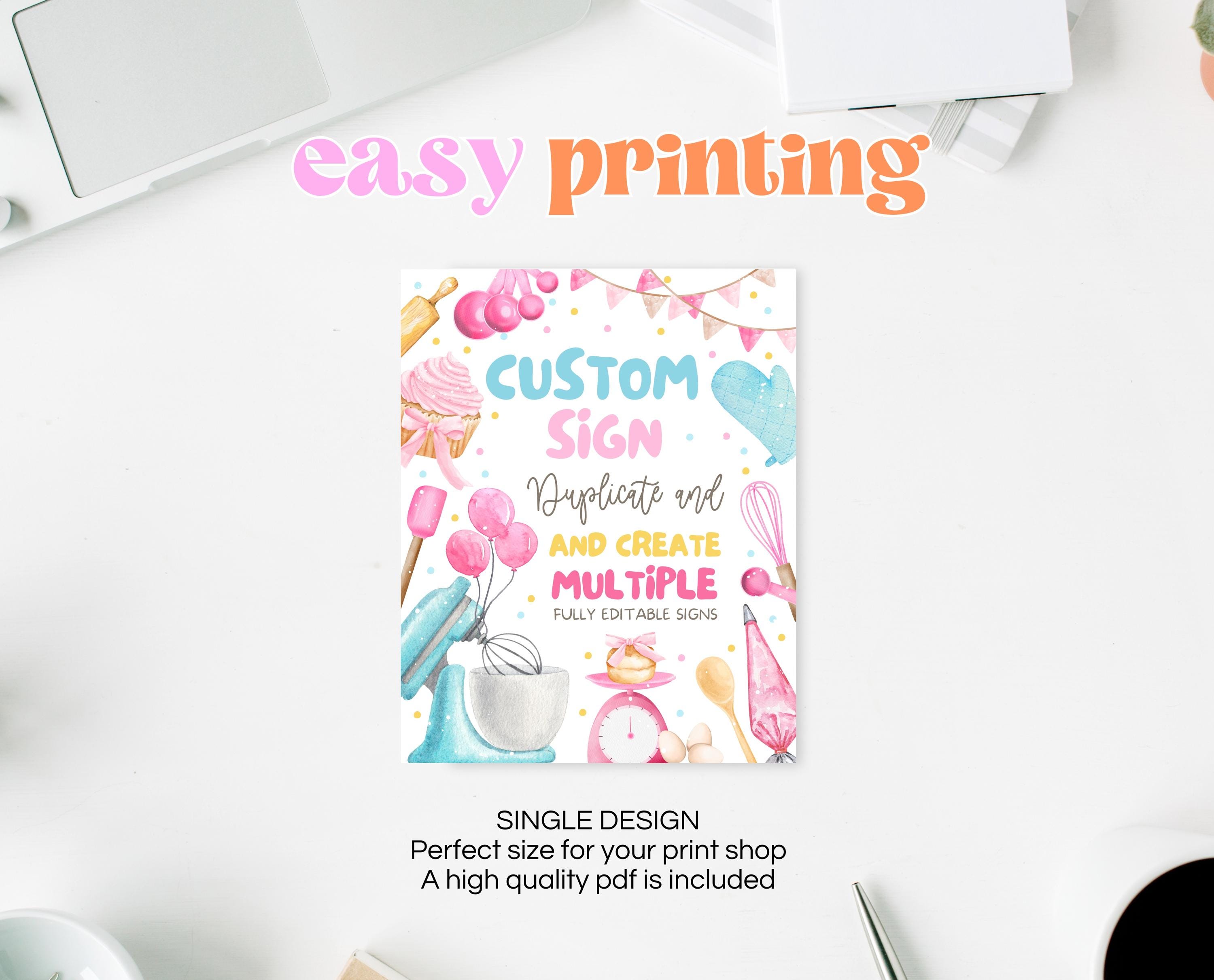 Editable Custom Birthday Party Sign Fully Editable Kids Cooking Party ...