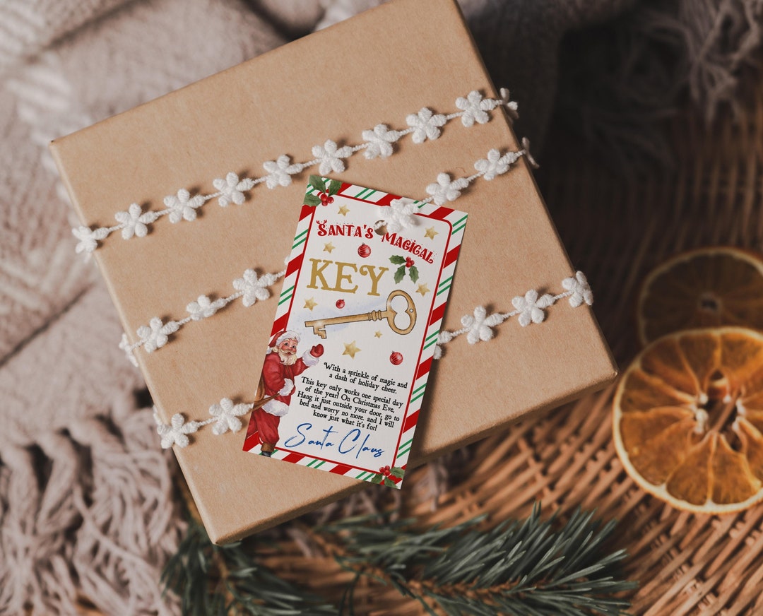 Editable Santa Magical Key Tag Template, Christmas Magical Key Tag