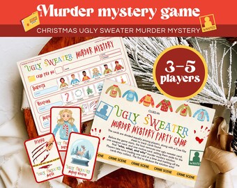 Printable Christmas Murder Mystery Game, Ugly Christmas Sweater Murder Mystery, Christmas Games, Christmas Family, Instant Download