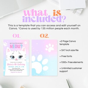 Invitation d'anniversaire modifiable pour chaton Kitty Cat Fête d'anniversaire de chat Inviter chat Are You Kitten Me Pink Kitten Party Girl Téléchargement imprimable, 45 GBP image 6