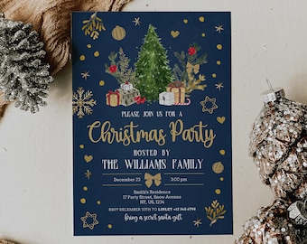 Editable Christmas Party Invitation, Christmas Celebration Party, Printable Christmas Party Invite