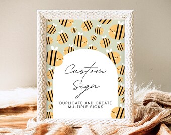 Boho Bee Geburtstag Benutzerdefinierte Zeichen: Bearbeitbares Party Banner (Digitaler Download)