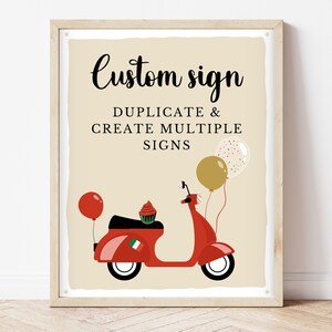 Editable Scooter Uno Birthday Custom Sign, Italian Themed Birthday Party, Printable Italian First Birthday, Fully Editable Custom Sign