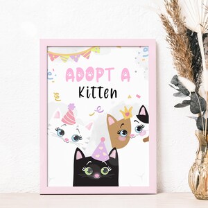 Editable Adopt A Kitten Birthday Sign Cat Birthday Table - Etsy