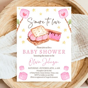 Editable S&#39;more to Love Baby Shower Invitation, S&#39;mores Baby Shower Invite, Valentine S&#39;more Fun Baby Shower Invite, Printable, VDC05