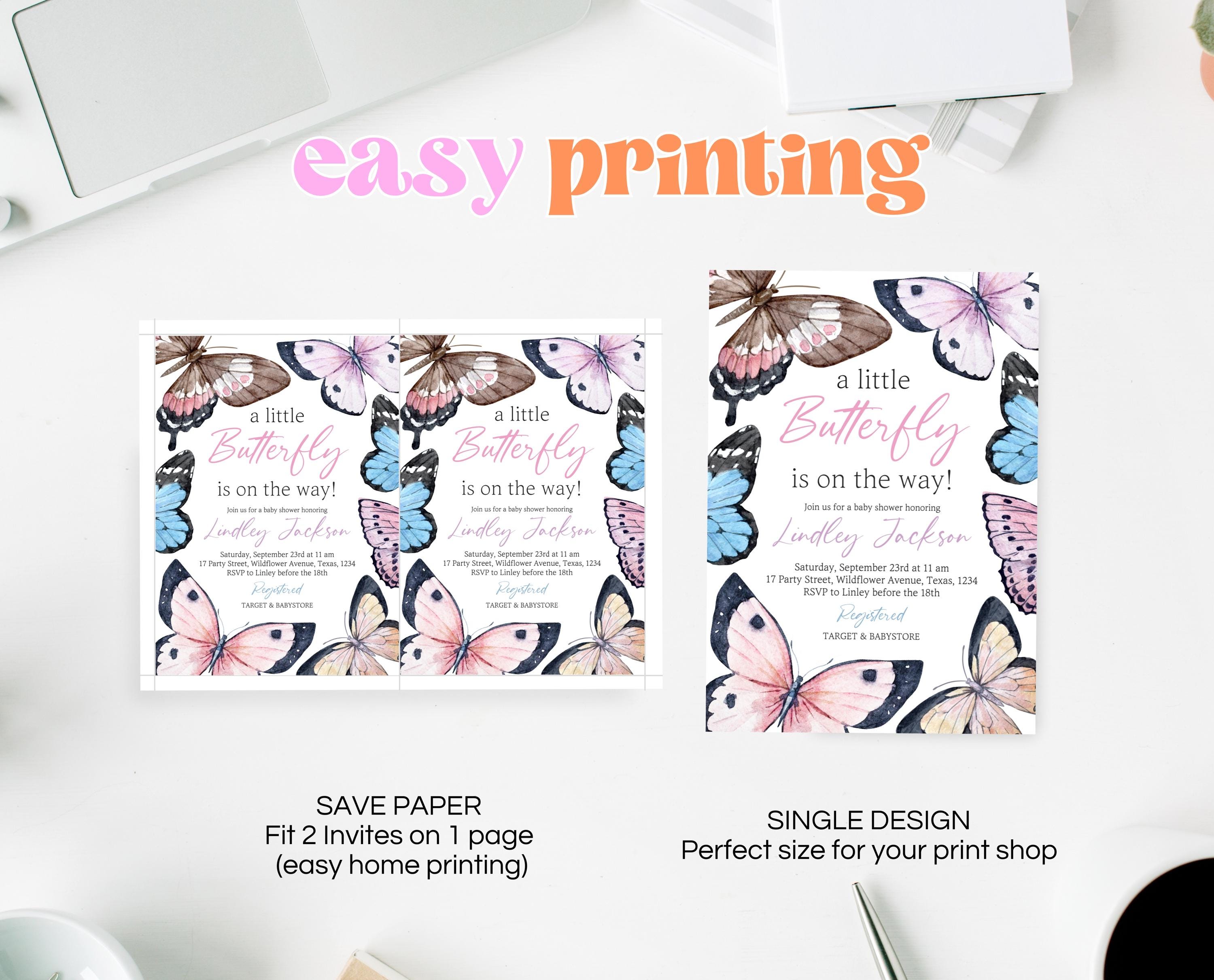 Editable Butterfly Baby Shower Invitation: Pink Floral Design (canva ...