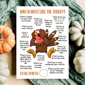 Printable Thanksgiving Game,Family Thanksgiving Game, Dinner Table Game, Office Party Game, Thanksgiving Group Game