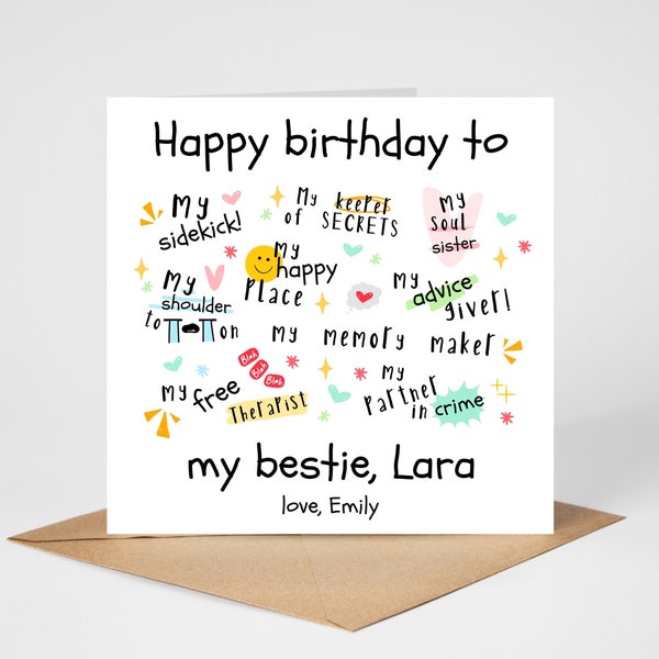 Editable Best friend Birthday Card, My Bestie Birthday Card, My Sidekick Card, Partner In Crime, Personalised Card, Digital Birthday Card