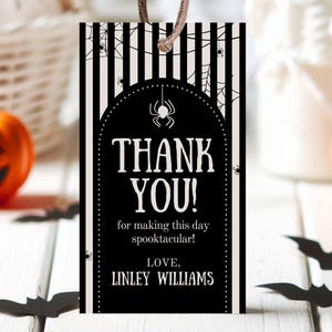 Editable Halloween Baby Shower Favor Tag, Gender Neutral Halloween Baby Shower Thank You Tag, Spider Web Baby Shower, HBSC02