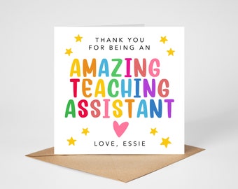 Editable Teaching Assistant Card, Teacher Card, Teacher Appreciation Card, Teacher Birthday, Personalised Card, Digital Birthday Card
