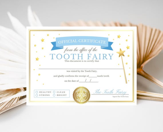 Editable Tooth Fairy Certificate Template (Digital Download)