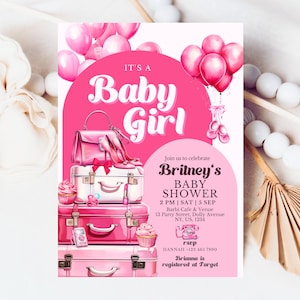 Girly Doll Baby Shower Invitation Template, It&#39;s A Girl Baby Shower Invitation, Doll Baby Shower Invitation, Fashion Doll Baby Shower Invite