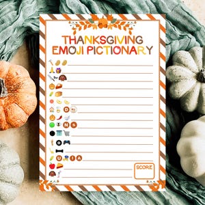 Thanksgiving Emoji Pictionary Game, Thanksgiving Trivia Quiz for Teens  Adults, Thanksgiving Party Game, Printable Thanksgiving Family Game