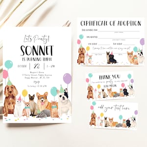 Dog And Cat Birthday Invitation Bundle, Puppy Birthday Invitation Template, Animal Vet Birthday Party Bundle, Cat And Dog Themed Bundle