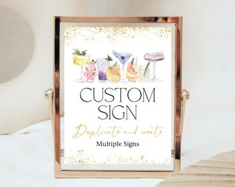 Editable Cocktail Birthday Sign: Custom Party Banner (Instant Download)