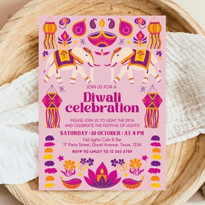 Editable Diwali Celebration Invitation, Diwali Party Invitation, Hindu Festival of Lights, Deepavali Invitation, Diwali Festival Invitation