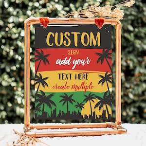 Benutzerdefiniertes Reggae Geburtstagsschild, Reggae 1. Geburtstagsschild, jamaikanisches Thema Geburtstagsschild, Reggae-Thema Schildvorlage, vollständig bearbeitbares Reggae-Schild