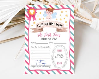 Printable Tooth Fairy Letter, Tooth Fairy Note, I Lost My First Tooth, Printable Tooth Fairy letter, Tooth Fairy Receipt, Instant Download