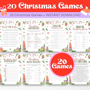 20 Christmas Games Bundle, Printable Christmas Party Games Pack, Printable Christmas Games Set For Adults
