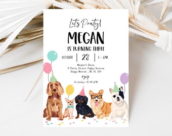 Editable Dog Birthday Party Invitation: Puppy Theme (Digital Download)