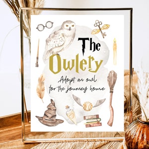 Editable Wizard Owlery Birthday Party Sign Adopt an Owl - Etsy